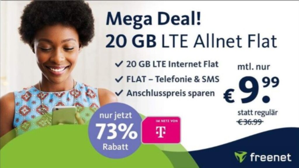 Telekom Netz Gb Green Lte Tarif Fuer E Monat Von Freenet Mit Mbit S Volte Wlan Call Allnet Sms