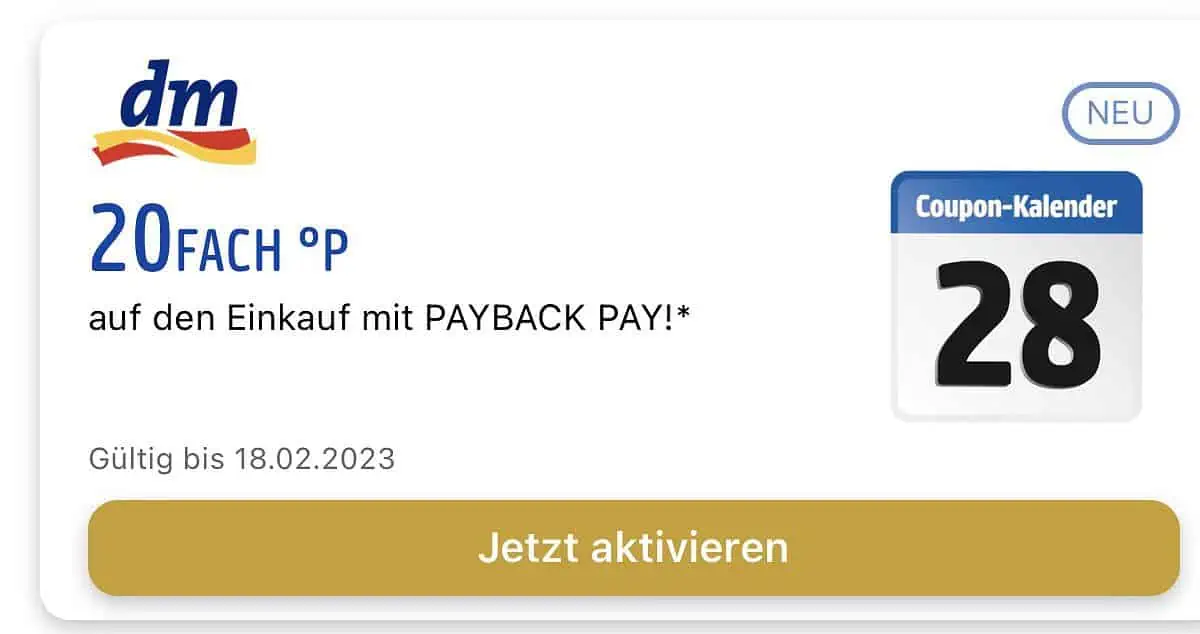 DM/ Payback - Mit Payback Pay am 17.02./18.02. 20 Fach Punkten ...