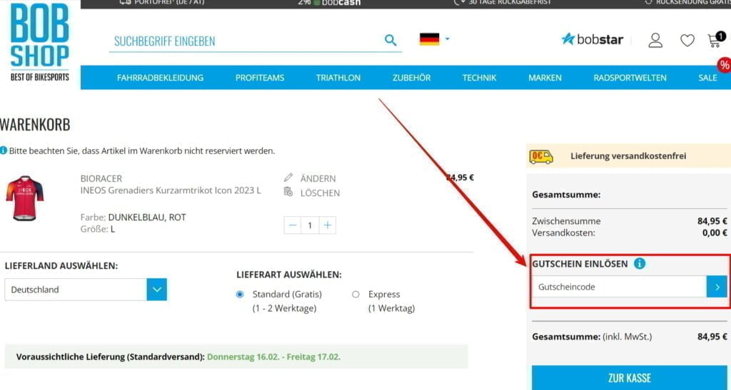 Bobshop Rabattcode einlösen Bobshop Rabattcode einlösen