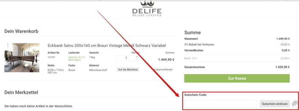 DELIFE Rabattcode einlösen DELIFE Rabattcode einlösen