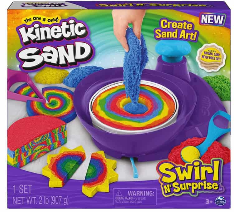 Kinetic Sand Swirl N Surprise Set Mit G Vier Farben Und Drehscheibe Fuer Tolle Muster Ab Jahren Amazon De Spielzeug