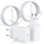 Sets iPhone schnellladegeraet W Apple USB C Netzteil PD Ladegeraet mit Lightning auf USB C Kabel Schnellladegeraet kompatibel mit iPhone XR XS Max X Plus Amazon de Elektronik Foto