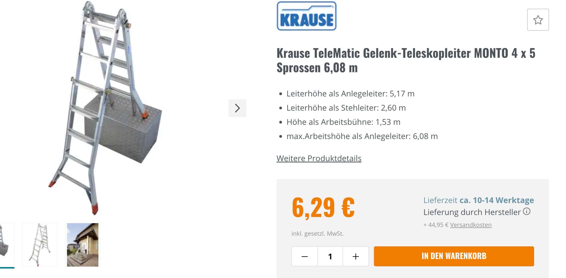 Krause Telematic Gelenk Teleskopleiter Monto X Sprossen M Kaufen Hitseller