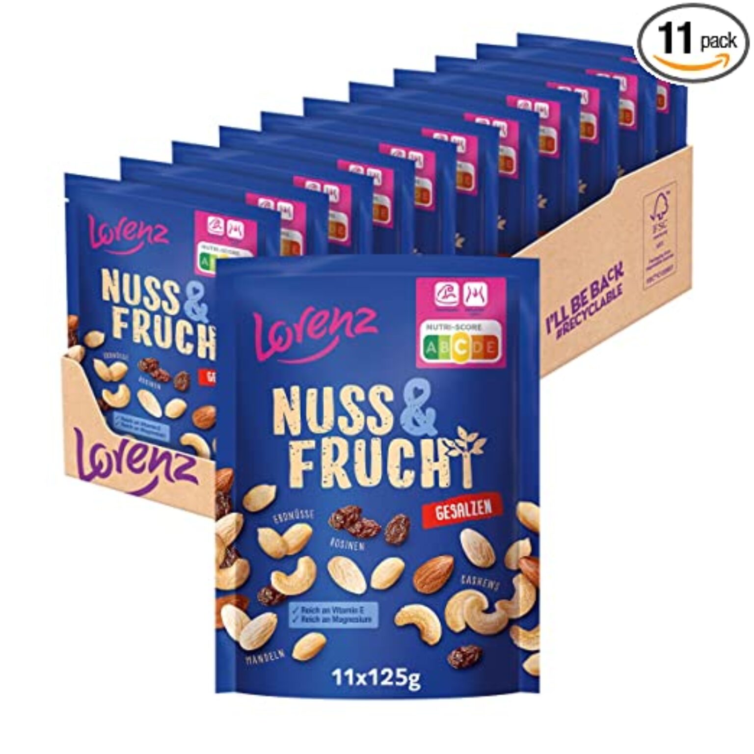 Lorenz Snack World Nuss &amp; Frucht gesalzen 11er Pack (11 x 125 g) ab 9 ...