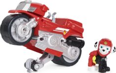 Paw Patrol Moto Pups Marshalls Motorrad mit Spielfigur Fahrzeug mit Rueckzugs und Wheelie Funktion