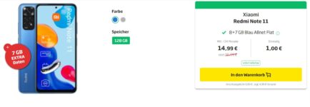 Xiaomi Redmi Note Blau Allnet Plus GB Datenflat