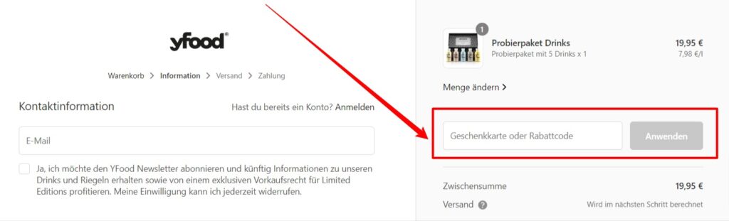 yfood Rabattcode einlösen yfood Rabattcode einlösen