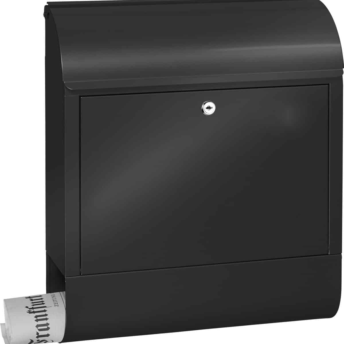 Forgard Briefkasten Schwarz Mit Zeitungsfach (RAL 9005) – Moderner Postkasten Aus Zinkstahl, Inkl. Montageset