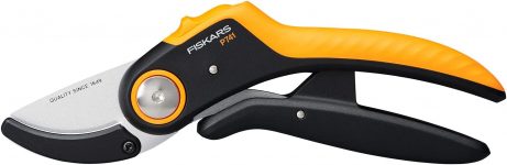 Fiskars Parslus PowerLever P Gartenschere (Plus PowerLever, P, Für trockenes und hartes Holz, Antihaftbeschichtet, Edelstahl Klingen)