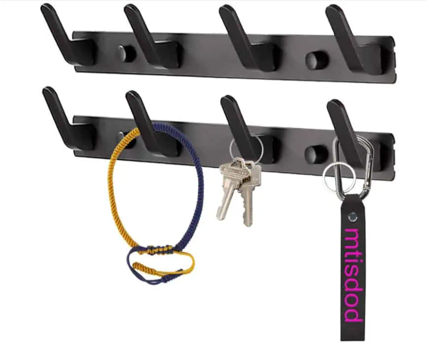 BlackFish Garderobenleiste Mit 4 Haken – Silber, Strasssteine, Wandmontage, Für Mäntel, Hüte, Handtücher (bis 13,6 Kg)