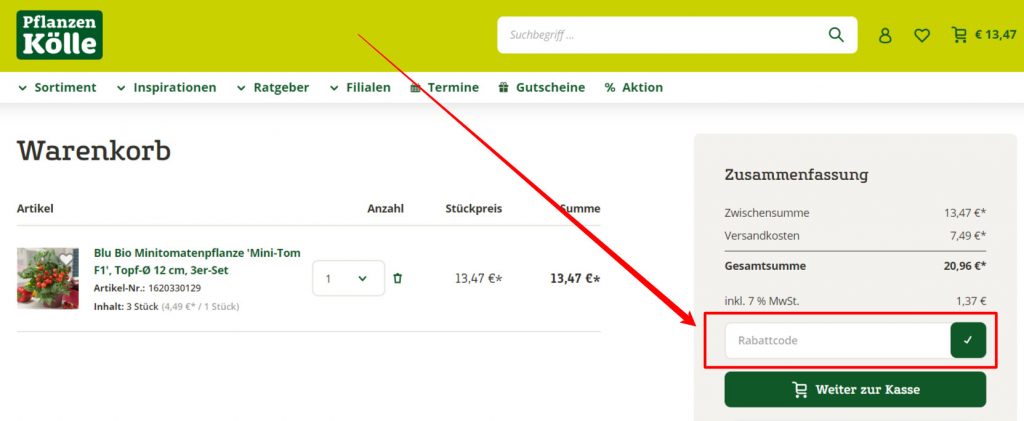 Pflanzen Kölle Rabattcode einlösen Pflanzen Kölle Rabattcode einlösen