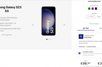 DEINHANDY: Samsung Galaxy S23 5G +o2 Mobile L 70 GB 5G für 34,99 € / Monat + 139,94 € einmalig