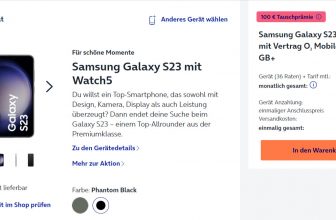 Angebot: Samsung Galaxy S23 + Samsung Galaxy Watch 5 40 BT mit O2 Mobile M 25+ GB für 54,99 € / Monat + 5,99 € einmalig