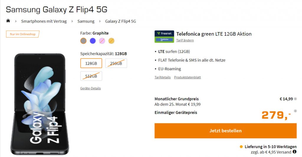 Samsung Galaxy Z Flip4 5G + Telefonica green LTE Samsung Galaxy Z Flip4 5G + Telefonica Green Lte 12