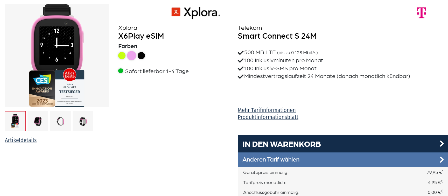 starmobile XPlora X6Play eSIM Kinder Smartwatch + Telekom Smart