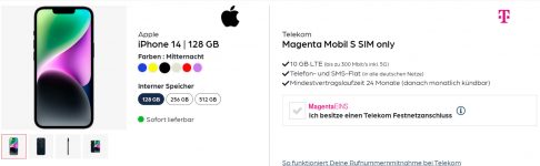 iPhone + Telekom Magenta Mobil S GB