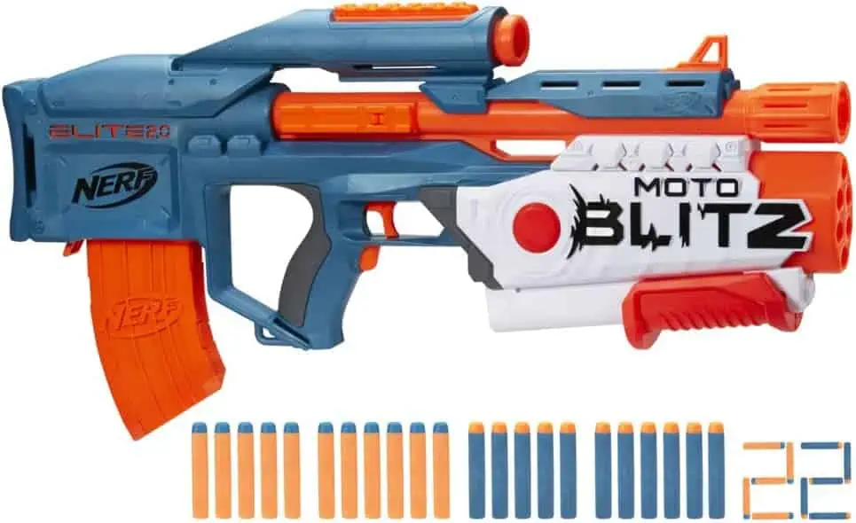 Hasbro Elite 2.0 Motoblitz Blaster CS-10 (10 Darts motorisiert, Airblitz 6 Darts auf einmal) für 19,99 € inkl. Prime-Versand (statt 38,94 €)