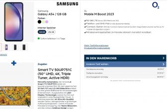 starmobile: Samsung Galaxy A54 + LG Smart TV 50UP751C + o2 Mobile M Boost 2023 mit 50 GB Datenflat für 37,99 € / Monat + 124,94 € einmalig