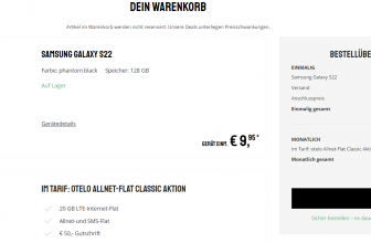 Sparhandy: Samsung Galaxy S22 + otelo Allnet-Flat Classic mit 20 GB LTE für 19,99 € / Monat + 49,94 € einmalig