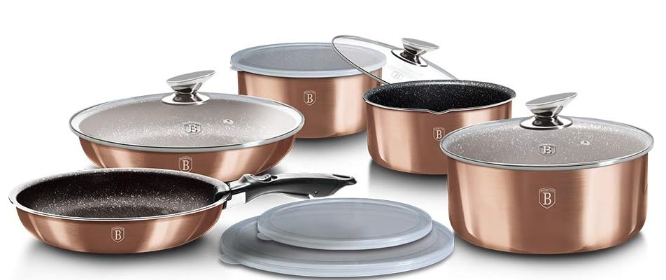 Berlinger Haus Bratpfannen-Set 5-teilig Rose Gold - Mit Abnehmbaren Griffen