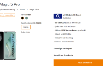 Saturn Tarifwelt: Honor Magic 5 Pro + o2 Mobile M Boost mit 50+ GB inkl. 5G für 37,99 € / Monat + 45,94 € einmalig