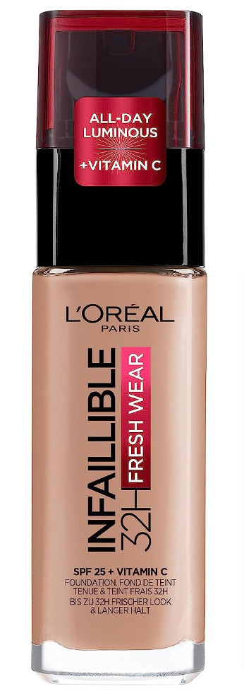L'Oréal Paris Flüssige Foundation mit LSF 25, Infaillible 32H Fresh Wear Make-up, Nr. 60 Rose ...