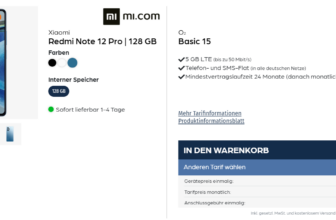 starmobile: Xiaomi Redmi Note 12 Pro + o2 Basic 15 mit 5 GB LTE für 14,99 € / Monat + 59,94 € einmalig