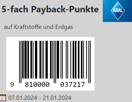 Aral 5-fach Payback-Punkte auf Kraftstoffe und Erdgas 2024 Aral 5-Fach Payback-Punkte Auf Kraftstoffe Und Erdgas 2024