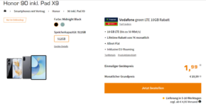 Honor + Honor Pad X + freenet Vodafone green LTE GB