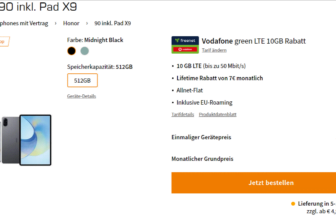 Saturn Tarifwelt: Honor 90 + Honor Pad X9 + freenet Vodafone green LTE 10GB für 19,99 € / Monat + 6,94 € einmalig