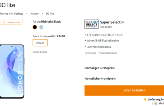 Saturn Tarifwelt: Honor 90 Lite + Super Select M mit 13 GB LTE für 12,99 € / Monat + 36,93 € einmalig