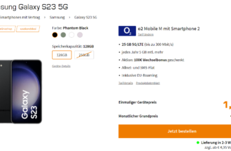 Saturn Tarifwelt: Samsung Galaxy S23 5G + o2 Mobile M mit 25+ GB 5G für 34,99 € / Monat + 46,93 € einmalig