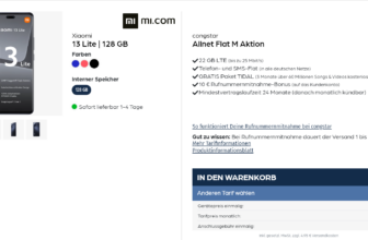 starmobile: Xiaomi 13 Lite + Libratone ONE Style Portable Bluetooth Speaker + congstar Allnet Flat M mit 22 GB LTE für 22,00 € / Monat + 39,90 € einmalig