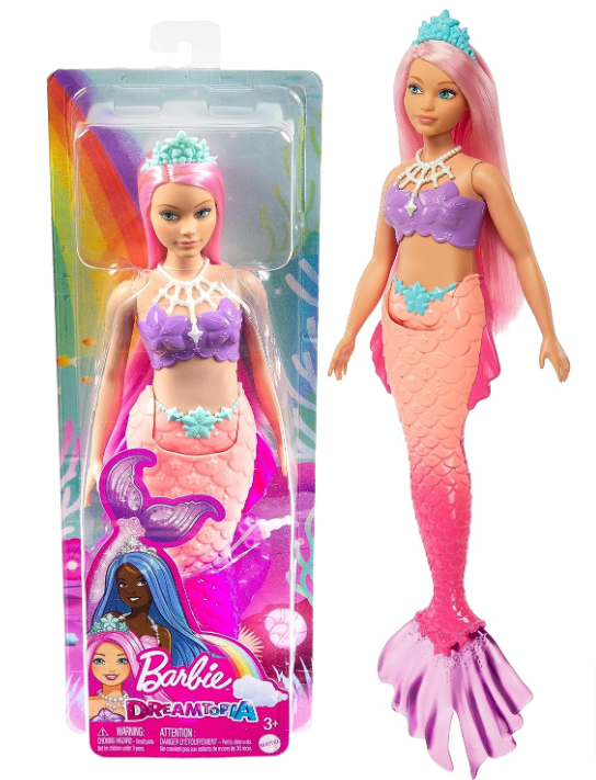 Barbie Dreamtopia Rainbow Magic Mermaid Barbie Meerjungfrau mit rosa Haaren und blau grüner Krone Barbie Dreamtopia Rainbow Magic Mermaid Barbie Meerjungfrau Mit Rosa Haaren Und Blau Grüner Krone