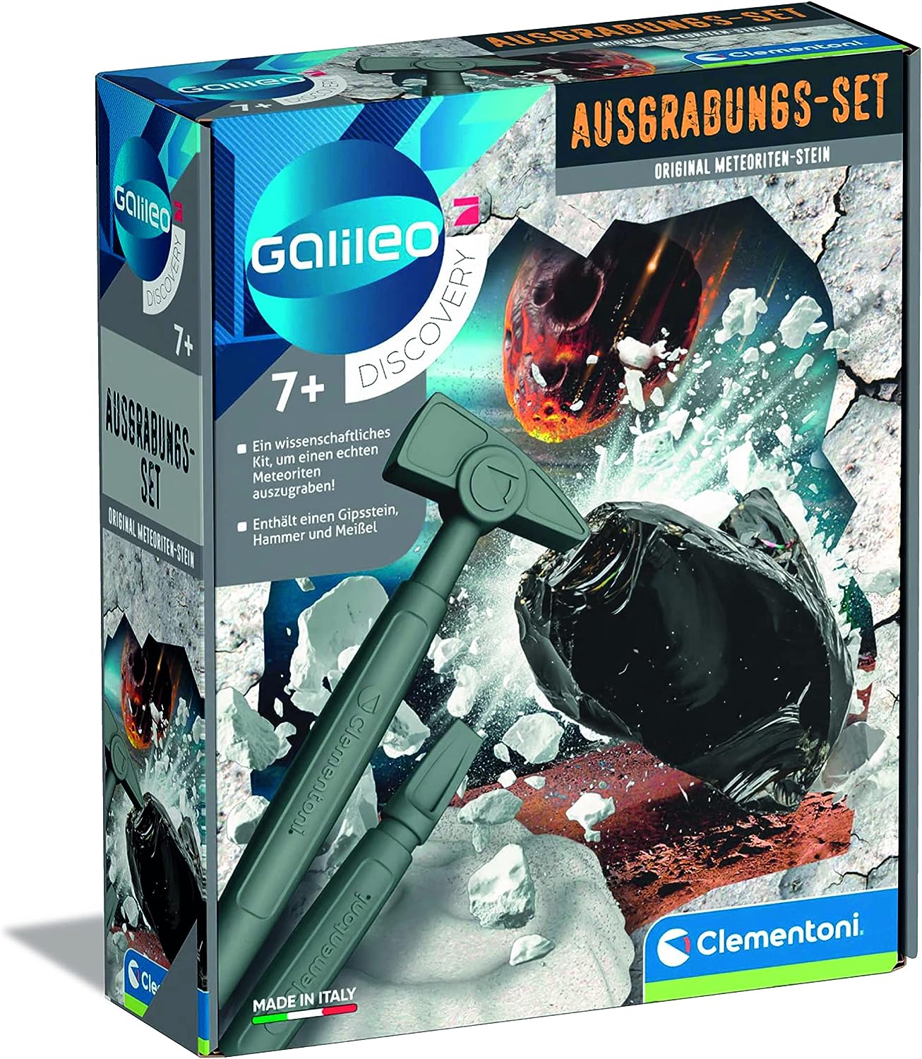 Clementoni Galileo Discovery – Ausgrabungs Set Original Meteoriten Forscherset mit echtem Meteoriten, inkl. Hammer & Meißel Clementoni Galileo Discovery – Ausgrabungs Set Original Meteoriten Forscherset Mit Echtem Meteoriten, Inkl. Hammer &Amp; Meißel