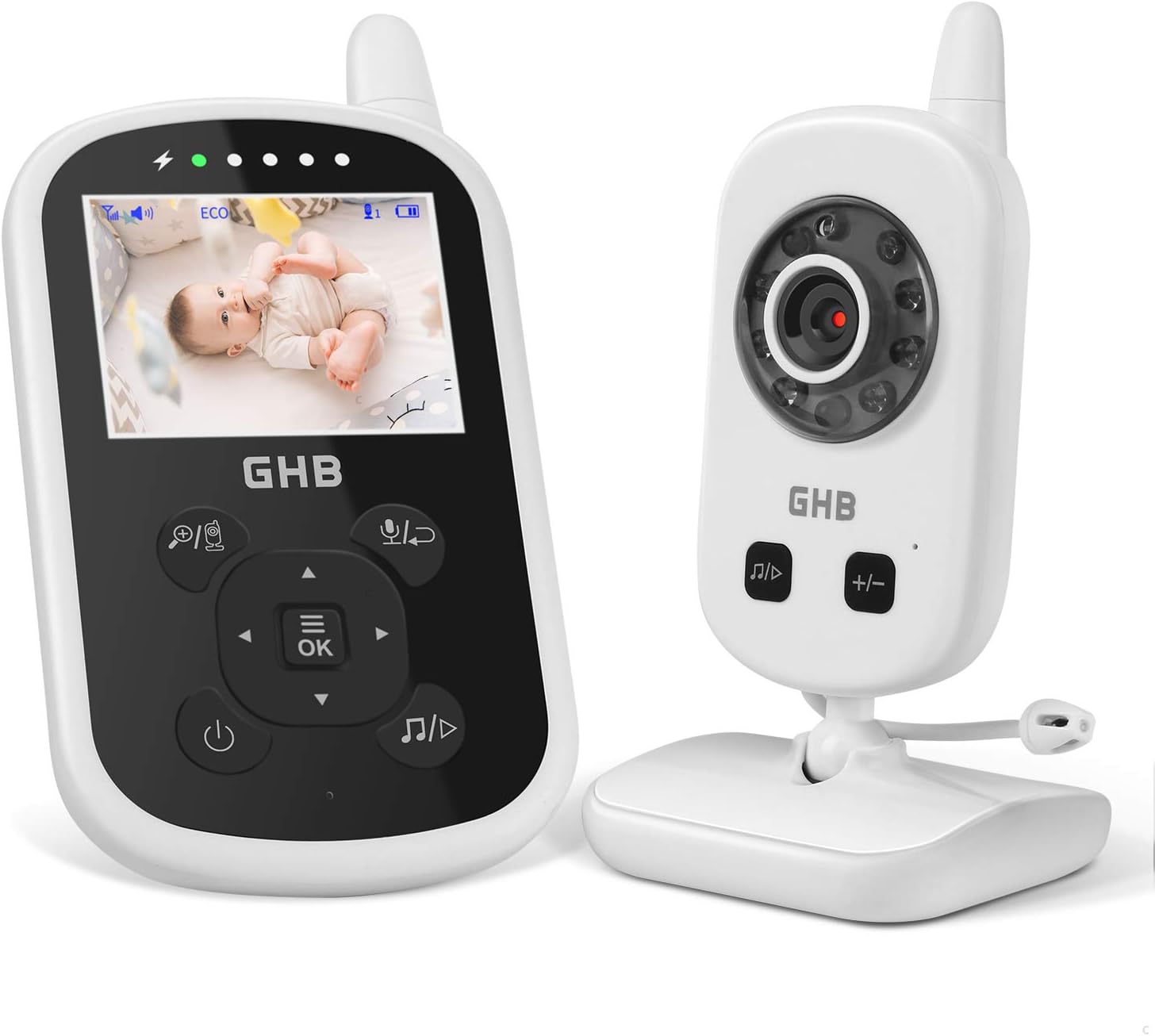 Ghb Babyphone Mit Kamera Video Baby Monitor (, Ghz Gegensprechfunktion Eco Modus Nachtsicht Temperatursensor)