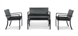 Lounge Set Reutlingen Kunststoffgeflecht schwarz Möbel Boss
