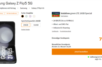 Saturn Tarifwelt: Samsung Galaxy Z Flip5 5G + freenet Vodafone green LTE 20GB für 29,99 € / Monat + 108,99 € einmalig