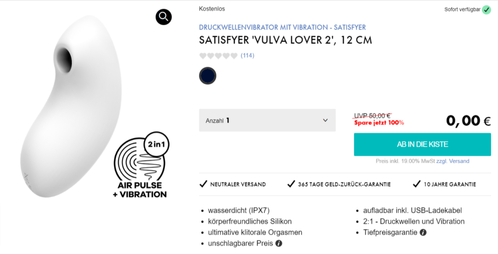 Satisfyer Vulva Lover 2 Druckwellenvibrator Satisfyer Vulva Lover 2 Druckwellenvibrator