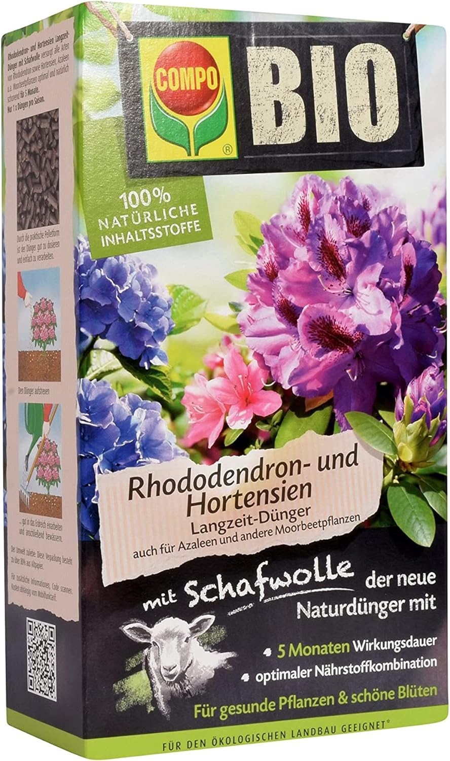 COMPO BIO Rhododendron und Hortensiendünger, PflanzenDünger für alle