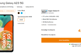 Saturn Tarifwelt: Samsung Galaxy A23 5G + Super Select M 13 GB LTE für 12,99 € / Monat + 39,93 € einmalig