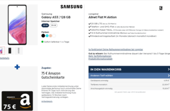 starmobile: Samsung Galaxy A53 + Libratone ONE Style Portable Bluetooth Speaker + 75 € Amazon-Gutschein + congstar Allnet Flat M 20 GB LTE für 22,00 € / Monat + 24,90 € einmalig