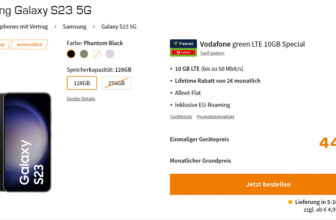 Saturn Tarifwelt: Samsung Galaxy S23 5G + freenet Vodafone green LTE 10 GB für 24,99 € / Monat + 89,38 € einmalig