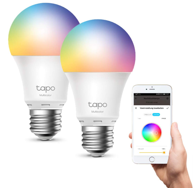 Tapo-L530E-Wi-Fi-Smart-LED-Lampe-mehrfarbig-verstellbar-E27-8-7-W-806-