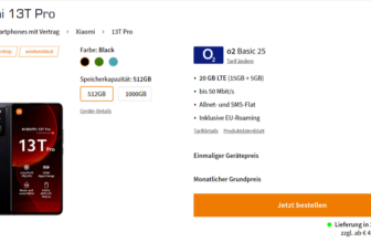 Saturn Tarifwelt: Xiaomi 13T Pro + o2 Basic 25 20 GB LTE für 24,99 € / Monat + einmalig 46,93 €