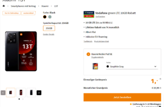 Saturn Tarifwelt: Xiaomi 13T + Xiaomi Redmi Pad SE + freenet Vodafone green LTE 10GB für 19,99 € / Monat + einmalig 45,94 €
