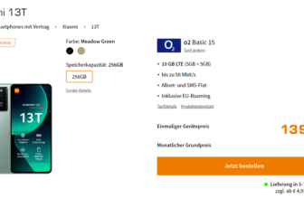 Saturn Tarifwelt: Xiaomi 13T + o2 Basic 15 10 GB LTE für 14,99 € / Monat + einmalig 184,93 €