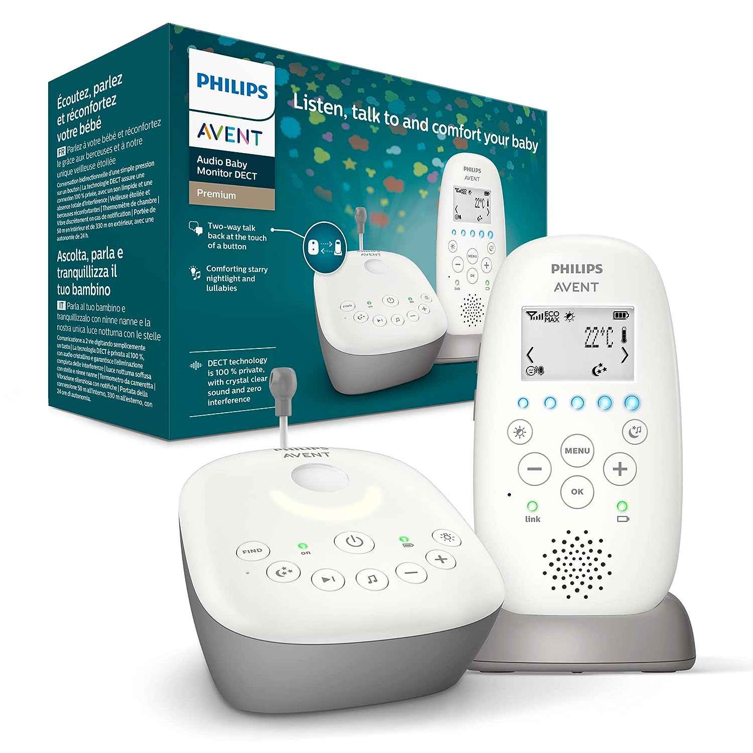 Philips Avent Audio Babyphone, DECT-Technologie, Eco-Mode ...