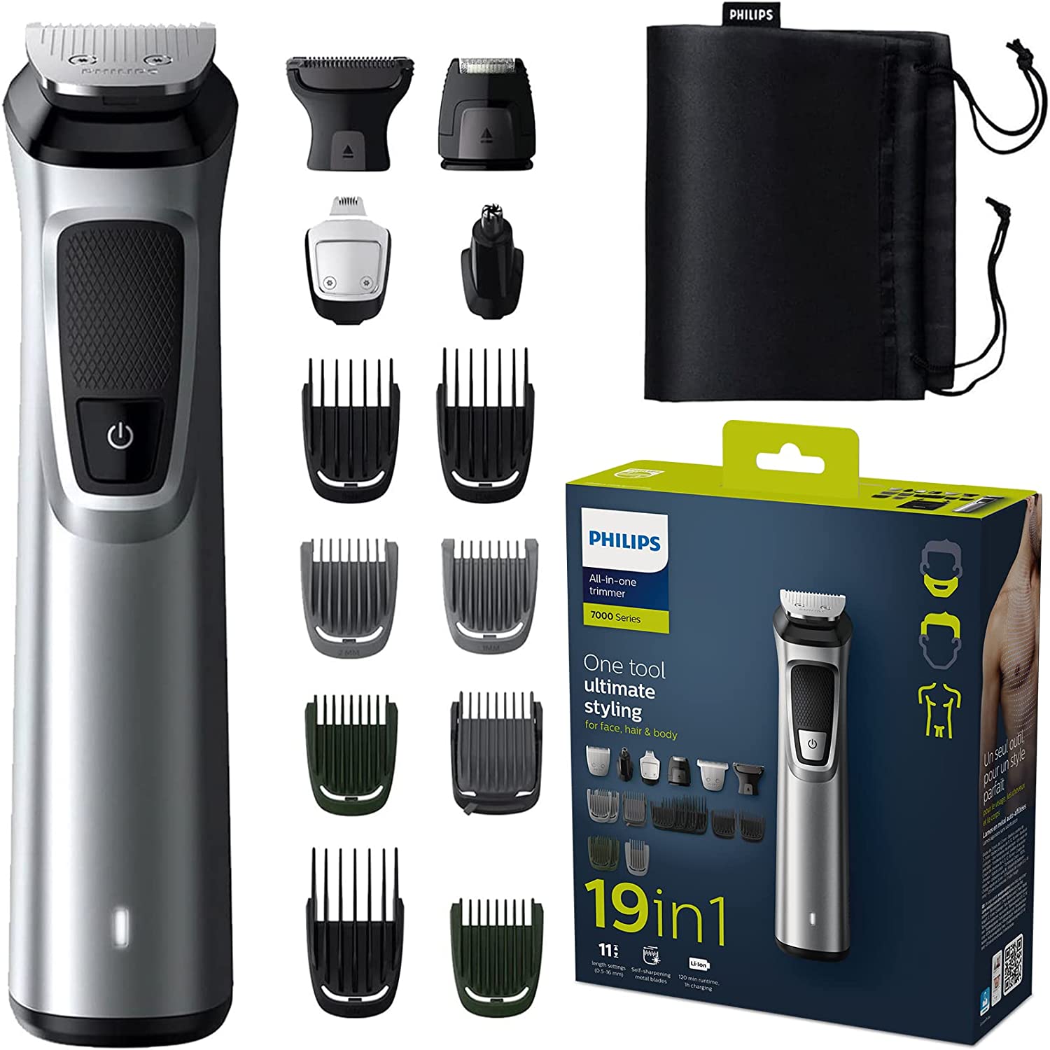 Philips Multigroom Serie 7000 19-in-1 Bart-/Haarschneider (Gesicht, Haare und Körper mit DualCut-Technologie (Modell MG7736/25) für 49,99 € inkl. Versand (statt 74,99 €)