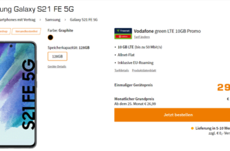 Saturn Tarifwelt: Samsung Galaxy S21 FE 5G + freenet Vodafone green LTE 10GB für 12,99 € / Monat + 68,99 € einmalig